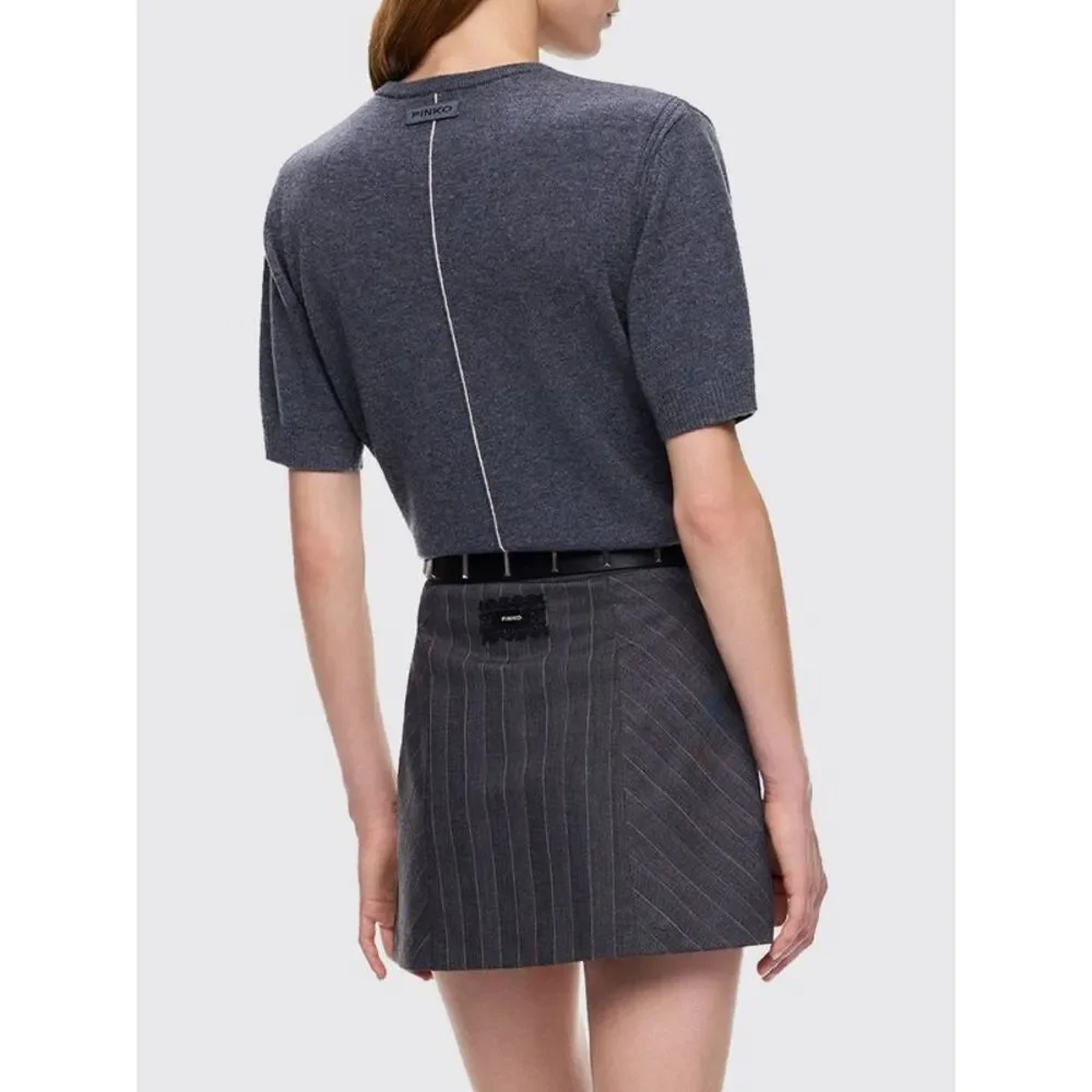 Pinko Women Pinko Wool And Cashmere Crewneck Jumper With Short Puff Sleeves